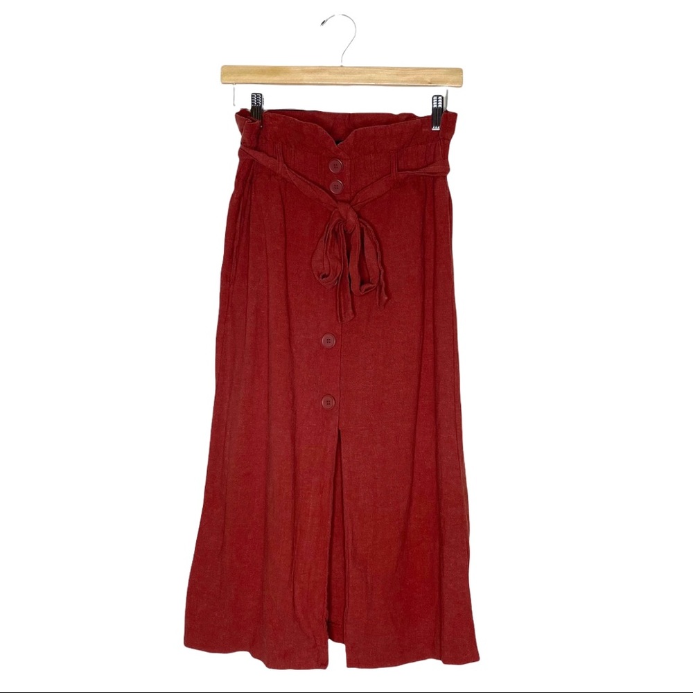 TRF collection Zara Button Down midi skirt in Rust
